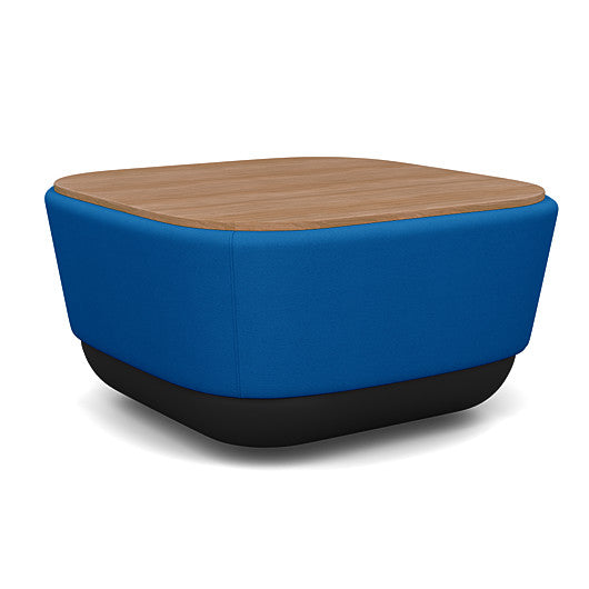 SitonIt Pasea Mini Square Ottoman with Electric Blue Fabric and Uptown Walnut Laminate Top. Kansas City Office Design.