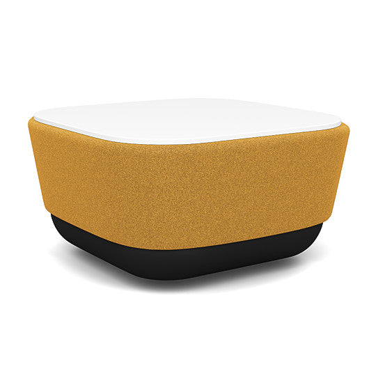 SitonIt Pasea Mini Square Ottoman with Gold Fabric and White Laminate Top. Kansas City Office Design.
