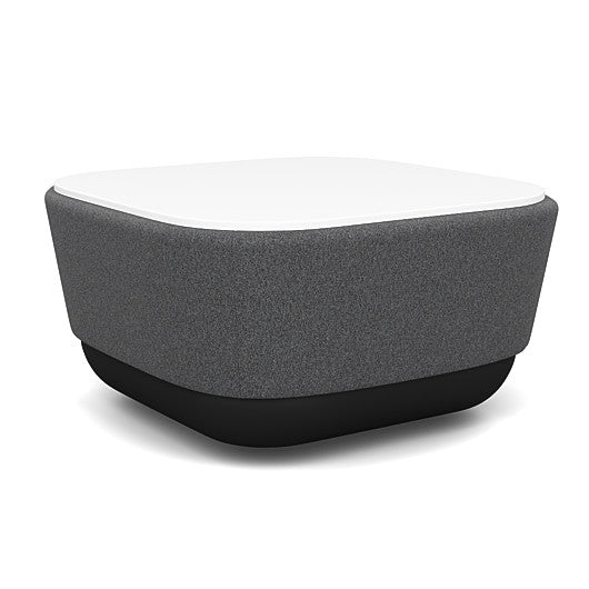 SitonIt Pasea Mini Square Ottoman with Gray Fabric and White Laminate Top. Kansas City Office Design.