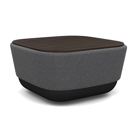 SitonIt Pasea Mini Square Ottoman with Gray Fabric and Skyline Walnut Laminate Top. Kansas City Office Design.