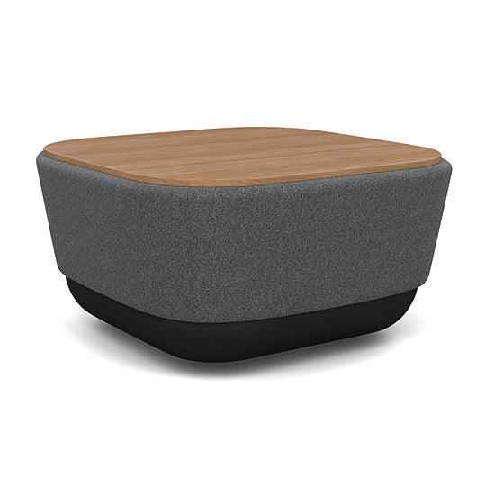 SitonIt Pasea Mini Square Ottoman with Gray Fabric and Uptown Walnut Laminate Top. Kansas City Office Design.