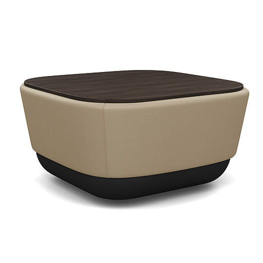 SitonIt Pasea Mini Square Ottoman with Pebble Vinyl Fabric and Skyline Walnut Laminate Top. Kansas City Office Design.
