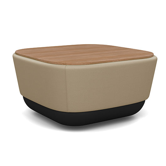 SitonIt Pasea Mini Square Ottoman with Pebble Vinyl Fabric and Uptown Walnut Laminate Top. Kansas City Office Design.