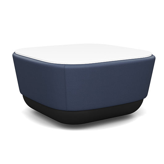 SitonIt Pasea Mini Square Ottoman with Sapphire Vinyl Fabric and White Laminate Top. Kansas City Office Design.
