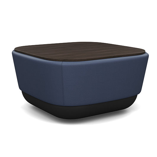 SitonIt Pasea Mini Square Ottoman with Sapphire Vinyl Fabric and Skyline Walnut Laminate Top. Kansas City Office Design.