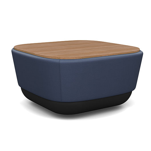 SitonIt Pasea Mini Square Ottoman with Sapphire Vinyl Fabric and Uptown Walnut Laminate Top. Kansas City Office Design.