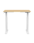 Front view of the SitonIt Switchback Height Adjustable Sit-to-Stand Desk. It has a White base with a 24"D x 42"W Maple top - Kansas City Office Furniture