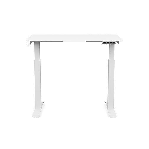 Front view of the SitonIt Switchback Height Adjustable Sit-to-Stand Desk. It has a White base with a 24"D x 42"W White top - Kansas City Office Furniture
