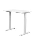 Back view of the SitonIt Switchback Height Adjustable Sit-to-Stand Desk. It has a White base with a 24"D x 42"W White top - Kansas City Office Furniture