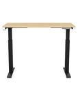 Front view of the SitonIt Switchback Height Adjustable Sit-to-Stand Desk. It has a Black base with a 24"D x 48"W Maple top - Kansas City Office Furniture