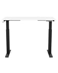 Front view of the SitonIt Switchback Height Adjustable Sit-to-Stand Desk. It has a Black base with a 24"D x 48"W White top - Kansas City Office Furniture