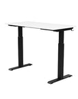 Back view of the SitonIt Switchback Height Adjustable Sit-to-Stand Desk. It has a Black base with a 24"D x 48"W White top - Kansas City Office Furniture