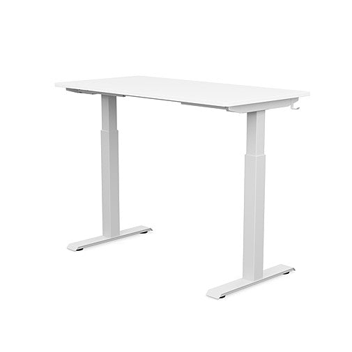 Back view of the SitonIt Switchback Height Adjustable Sit-to-Stand Desk. It has a White base with a 24"D x 48"W White top - Kansas City Office Furniture