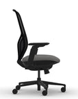 Side view of the 9to5 Tori Highback ergonomic task chair in black frame, gray fabric, and black mesh. Kansas City Office Design.