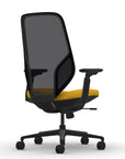 Back view of the 9to5 Tori Highback ergonomic task chair in black frame, yellow fabric, and black mesh. Kansas City Office Design.