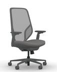 Front view of the 9to5 Tori Highback ergonomic task chair in gray frame, gray fabric, and gray mesh. Kansas City Office Design.