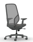 Back view of the 9to5 Tori Highback ergonomic task chair in gray frame, gray fabric, and gray mesh. Kansas City Office Design.