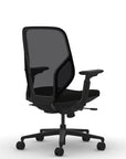 Back view of the 9to5 Tori Midback ergonomic task chair in black frame, black fabric, and black mesh. Kansas City Office Design.