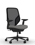 Back view of the 9to5 Tori Midback ergonomic task chair in black frame, gray fabric, and black mesh. Kansas City Office Design.