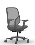 Back view of the 9to5 Tori Midback ergonomic task chair in gray frame, gray fabric, and gray mesh. Kansas City Office Design.