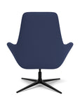 Back View of the Modern Via Astro Lounge chair with a Origin Sapphire Blue cushioned seat and backrest, black base, on a white background, Kansas City Office Design.