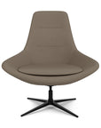 Front View of the Modern Via Astro Lounge chair with a Whisper Antelope cushioned seat and backrest, black base, on a white background, Kansas City Office Design.