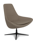 Side View of the Modern Via Astro Lounge chair with a Whisper Antelope cushioned seat and backrest, black base, on a white background, Kansas City Office Design.