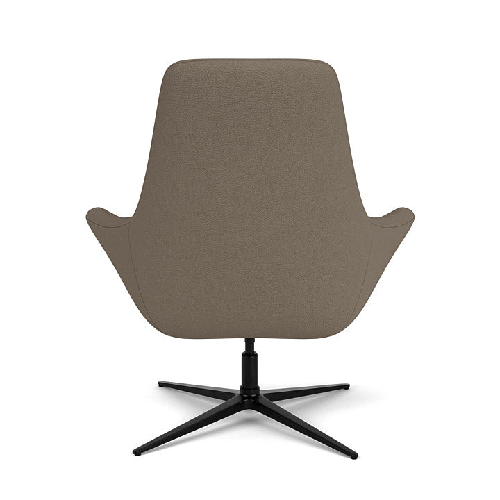 Back View of the Modern Via Astro Lounge chair with a Whisper Antelope cushioned seat and backrest, black base, on a white background, Kansas City Office Design.