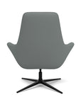 Back View of the Modern Via Astro Lounge chair with a Whisper Pewter cushioned seat and backrest, black base, on a white background, Kansas City Office Design.