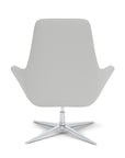 Back View of the Modern Via Astro Lounge chair with a Origin Alloy Gray cushioned seat and backrest, Silver base, on a white background, Kansas City Office Design.