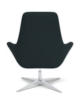 Back View of the Modern Via Astro Lounge chair with a Origin Jet Black cushioned seat and backrest, Silver base, on a white background, Kansas City Office Design.