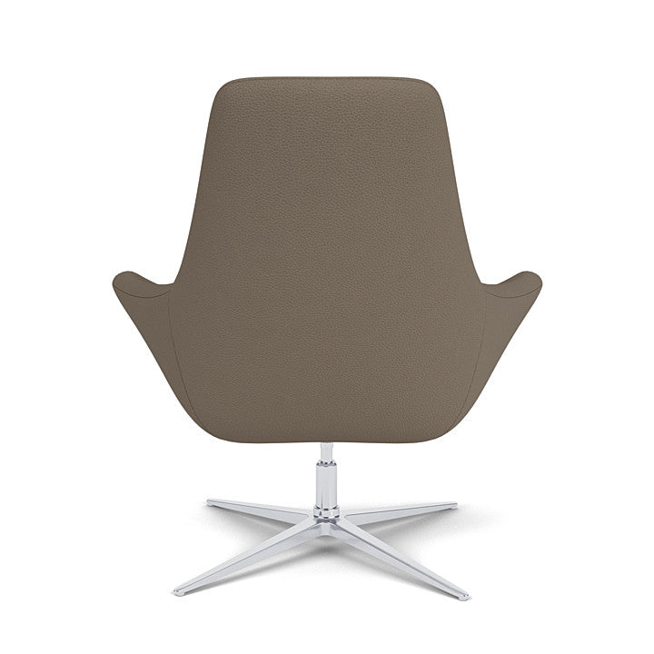 Back View of the Modern Via Astro Lounge chair with a Whisper Antelope cushioned seat and backrest, Silver base, on a white background, Kansas City Office Design.