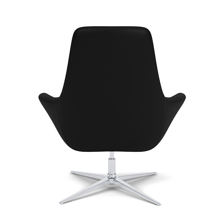 Back View of the Modern Via Astro Lounge chair with a Whisper Antelope cushioned seat and backrest, Silver base, on a white background, Kansas City Office Design.