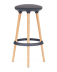 Via Joi Bar stool with Iron seat, Black Poly trim, and wood base on a white background. Kansas City Office Design.