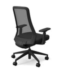 Back angle view of the 9to5 Vito Task Chair in black frame and fabric. Kansas City Office Design.