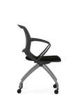 Side view of the 9to5 Zoom nesting chair in graphite frame and black fabric seat. Kansas City Office Design.