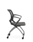 Side view of the 9to5 Zoom nesting chair in graphite frame and gray fabric seat. Kansas City Office Design.