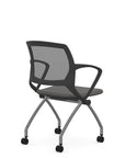 Back view of the 9to5 Zoom nesting chair in graphite frame and gray fabric seat. Kansas City Office Design.