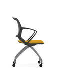 Side view of the 9to5 Zoom nesting chair in graphite frame and yellow fabric seat. Kansas City Office Design.
