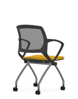 Back view of the 9to5 Zoom nesting chair in graphite frame and yellow fabric seat. Kansas City Office Design.