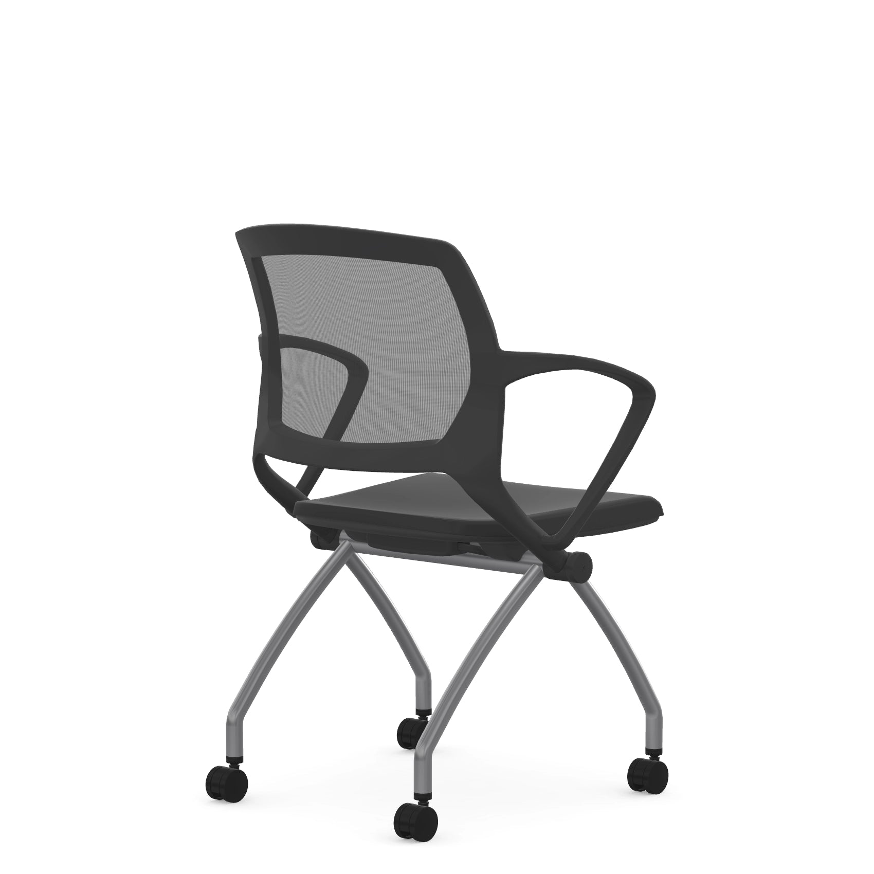 Back view of the 9to5 Zoom nesting chair in graphite frame and plastic seat. Kansas City Office Design.