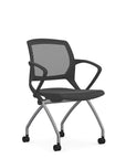 Front view of the 9to5 Zoom nesting chair in graphite frame and plastic seat. Kansas City Office Design.