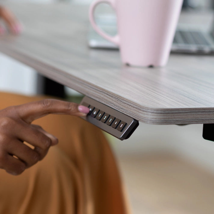 Closeup of the programmable controller for the SitOnIt Switchback Height Adjustable Table. Kansas City Office Design.