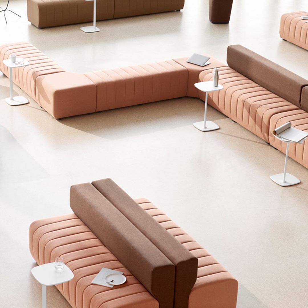 White Allermuir Host Laptop Tables in an open seating area - Kansas City Office Furniture