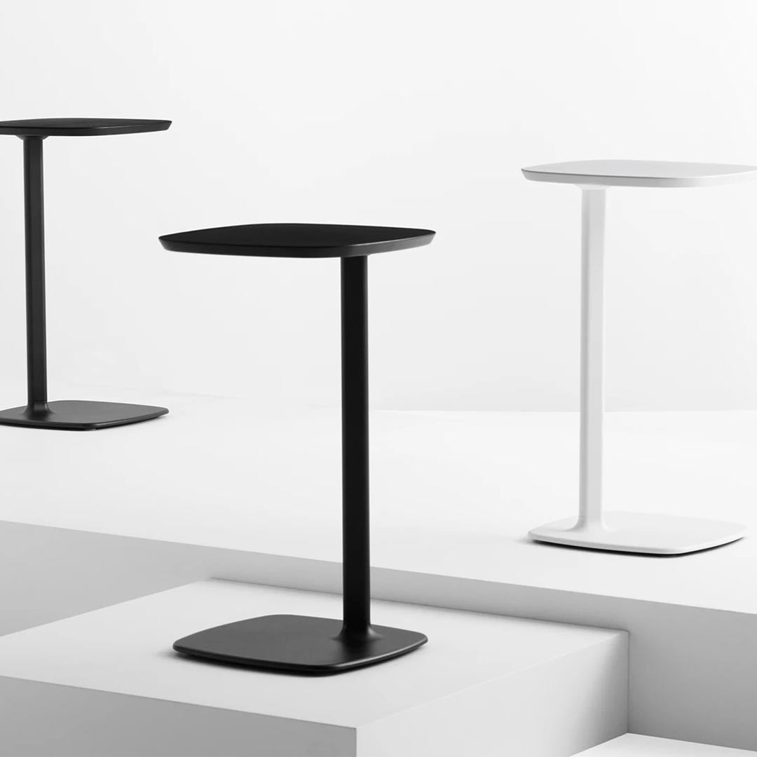 Set of Black and White Allermuir Host Laptop Tables posed on light background - Kansas City Office Furniture
