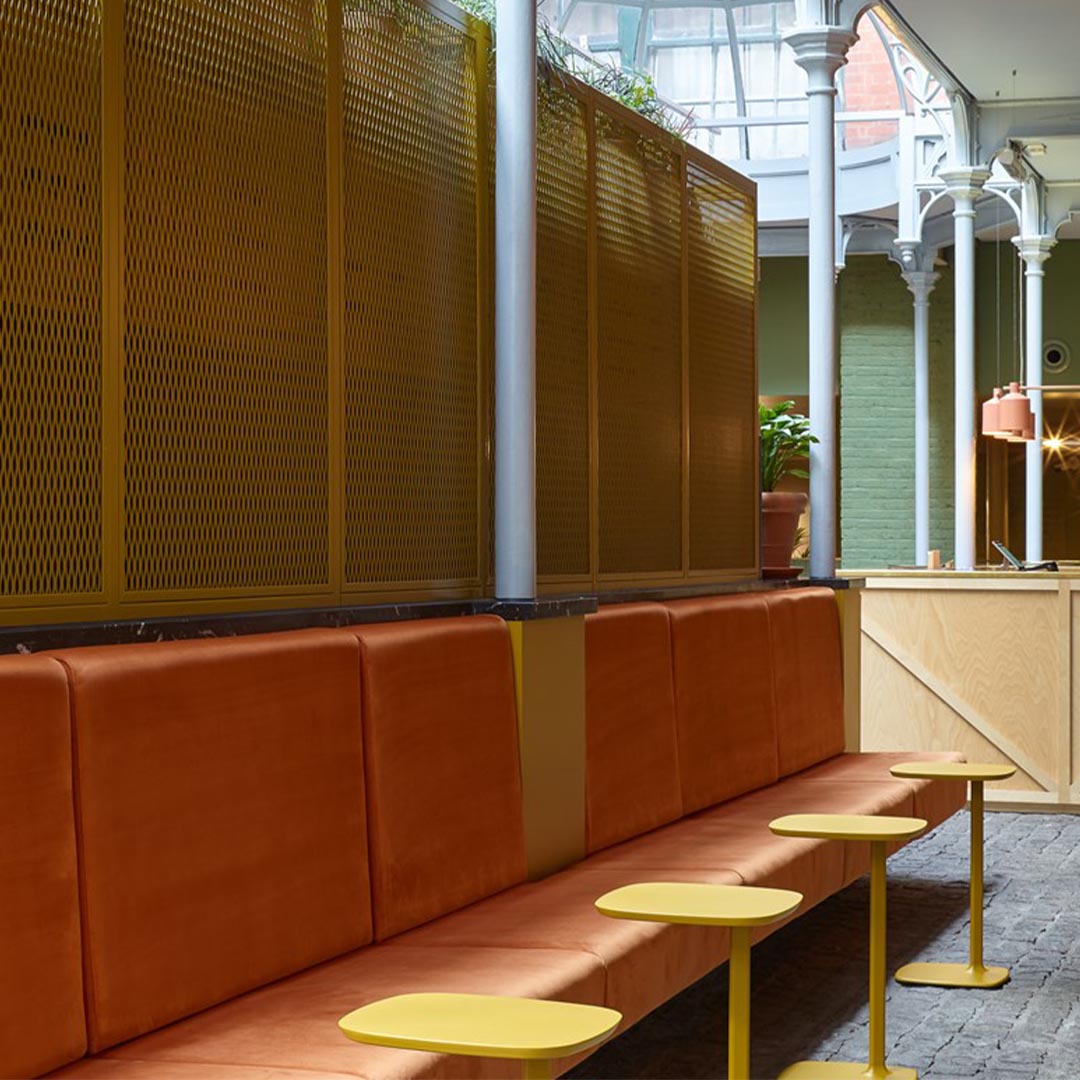 Mello Yellow Allermuir Host Laptop Tables in a restaurant - Kansas City Office Furniture