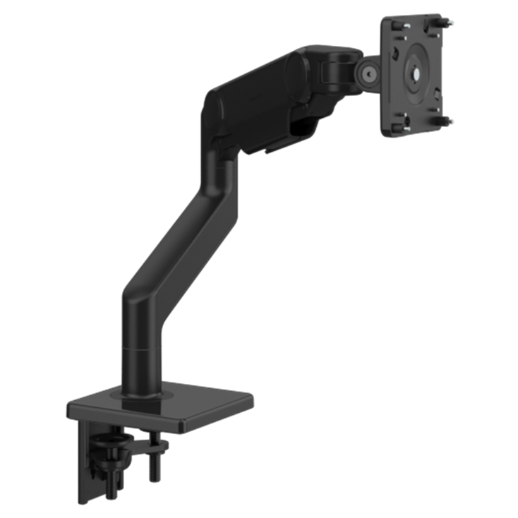 Humanscale M10 single monitor arm black finish. Front view. Kansas City Office Furniture.