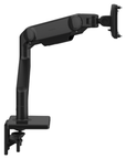 Humanscale M10 single monitor arm black finish. Side view. Kansas City Office Furniture.