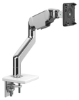 Humanscale M10 single monitor arm polished aluminum finish. Front view. Kansas City Office Furniture.