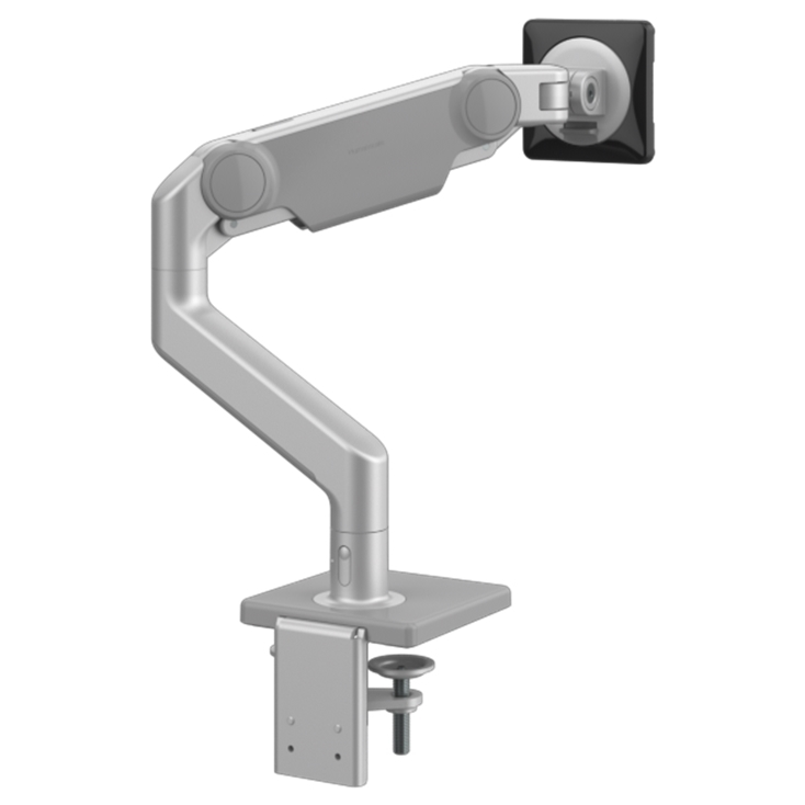 Humanscale M10 single monitor arm silver finish. Back view. Kansas City Office Furniture.